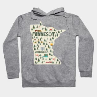 Minnesota State USA Illustrated Map Hoodie